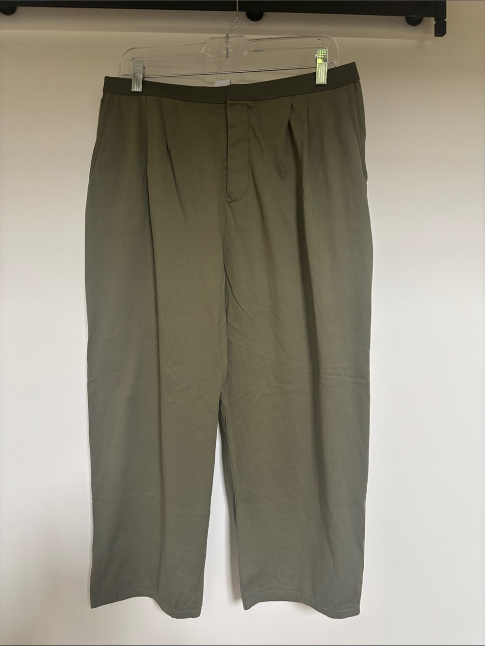 Joan Vass Olive Green Pleated Chinos